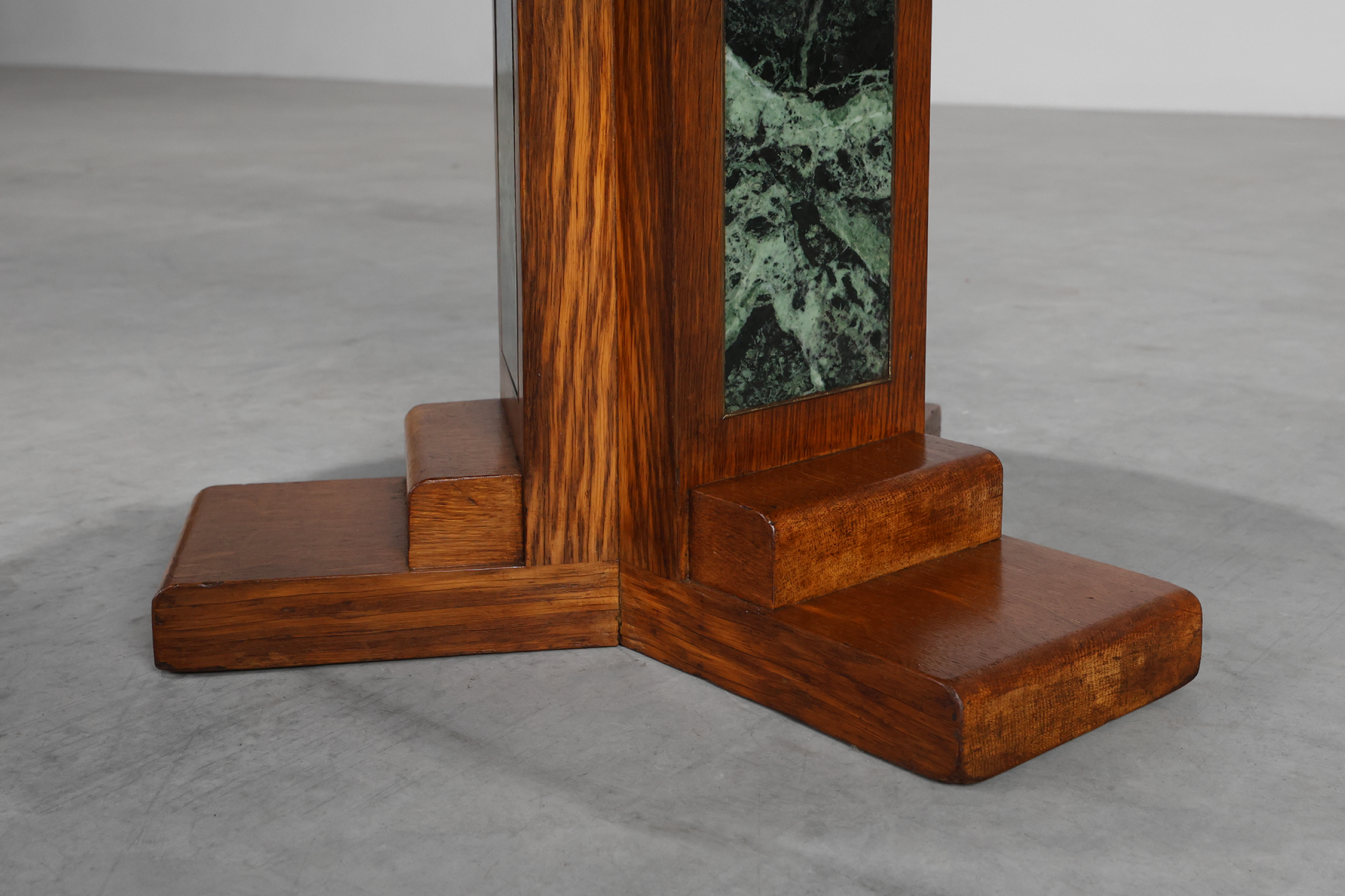 Art Deco Oak and Green Marble Coffee Table, France, 1920thumbnail